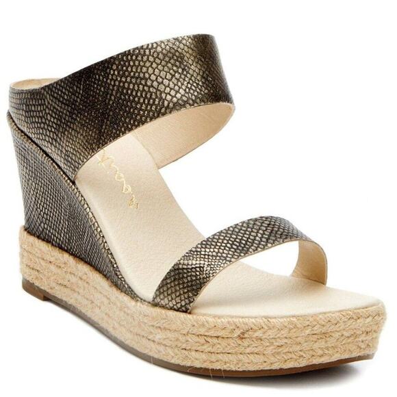 Matisse Flora Espadrille Platform Wedge Sandal Snake Print Leather Size 9 - Picture 1 of 7